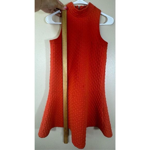 Abercrombie & Fitch Retro Textured Mock Neck Drop Waist Tangerine Mini Dress XS - Picture 7 of 10
